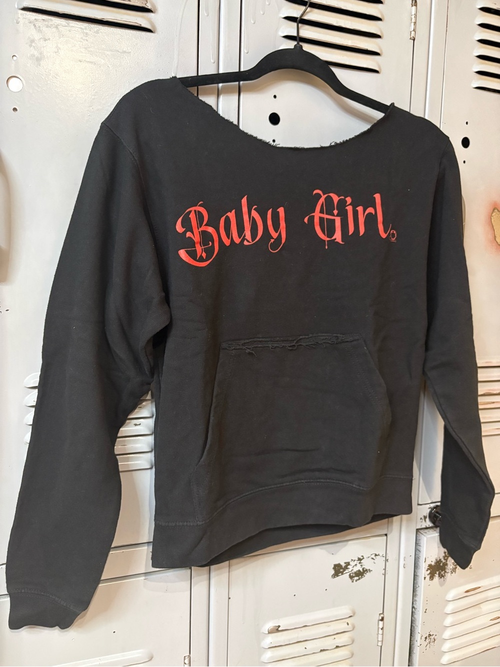 Black "Baby Girl" Graphic Pullover Sweatshirt With Detailed Back